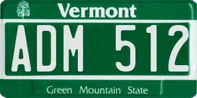 VT license plate ADM512