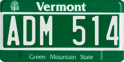 VT license plate ADM514