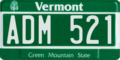 VT license plate ADM521