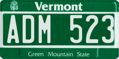 VT license plate ADM523