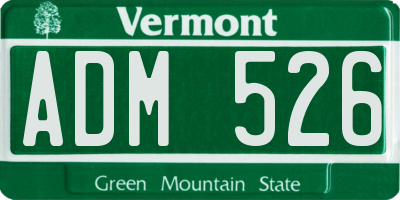 VT license plate ADM526