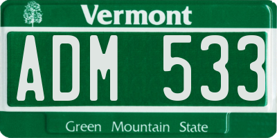 VT license plate ADM533