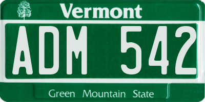 VT license plate ADM542