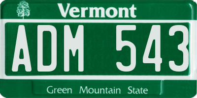VT license plate ADM543