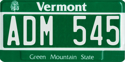 VT license plate ADM545