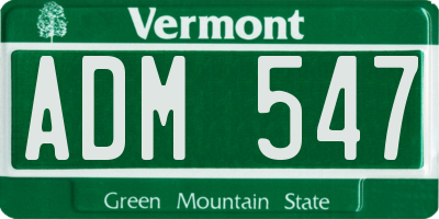VT license plate ADM547