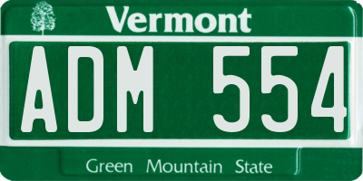 VT license plate ADM554