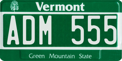 VT license plate ADM555