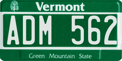 VT license plate ADM562