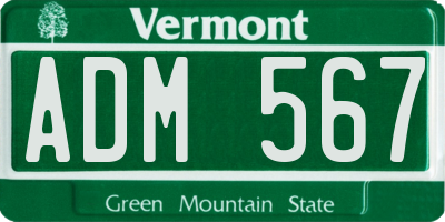 VT license plate ADM567
