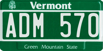 VT license plate ADM570