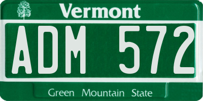 VT license plate ADM572