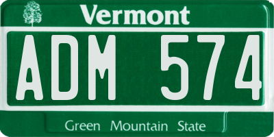 VT license plate ADM574