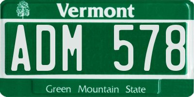 VT license plate ADM578