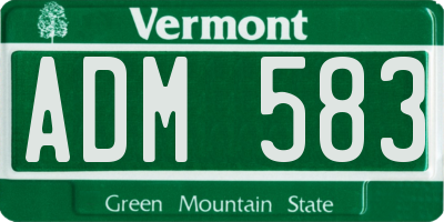 VT license plate ADM583