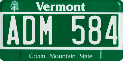 VT license plate ADM584