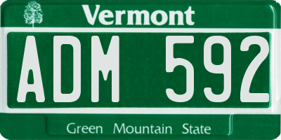 VT license plate ADM592