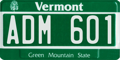 VT license plate ADM601