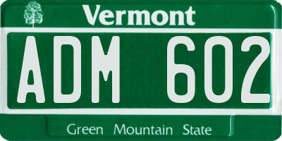 VT license plate ADM602