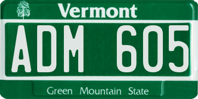 VT license plate ADM605