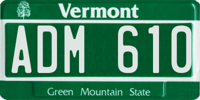 VT license plate ADM610