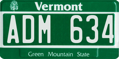 VT license plate ADM634