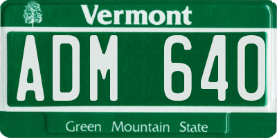 VT license plate ADM640