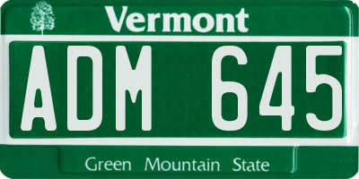 VT license plate ADM645