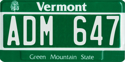 VT license plate ADM647
