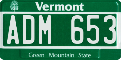 VT license plate ADM653