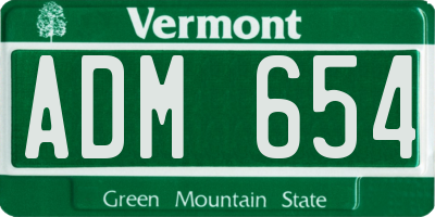 VT license plate ADM654