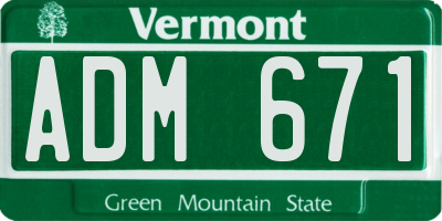 VT license plate ADM671