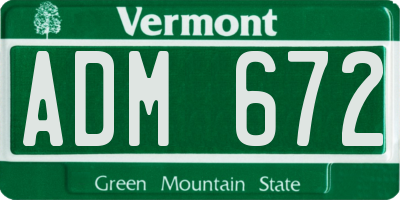 VT license plate ADM672