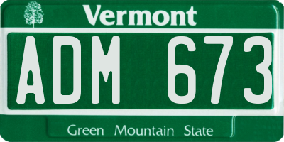 VT license plate ADM673