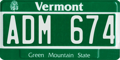 VT license plate ADM674