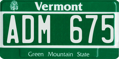 VT license plate ADM675
