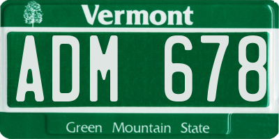 VT license plate ADM678