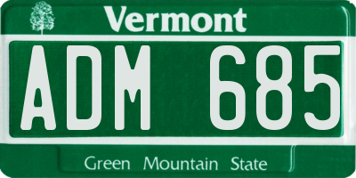 VT license plate ADM685