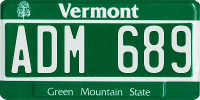VT license plate ADM689