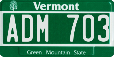 VT license plate ADM703