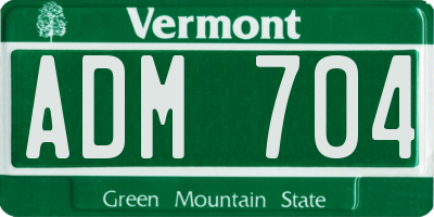 VT license plate ADM704