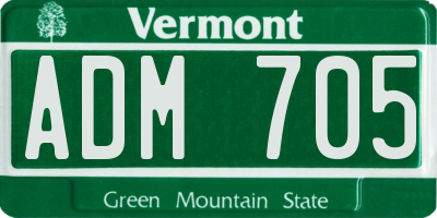 VT license plate ADM705