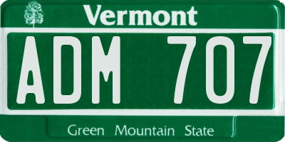 VT license plate ADM707