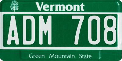VT license plate ADM708
