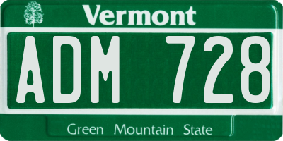 VT license plate ADM728