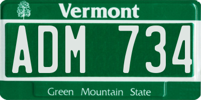 VT license plate ADM734