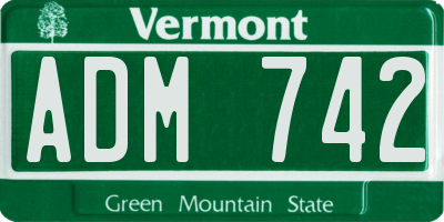 VT license plate ADM742