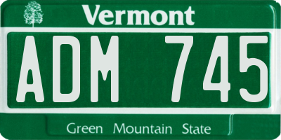 VT license plate ADM745