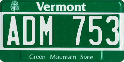 VT license plate ADM753