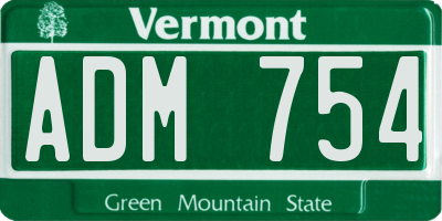 VT license plate ADM754